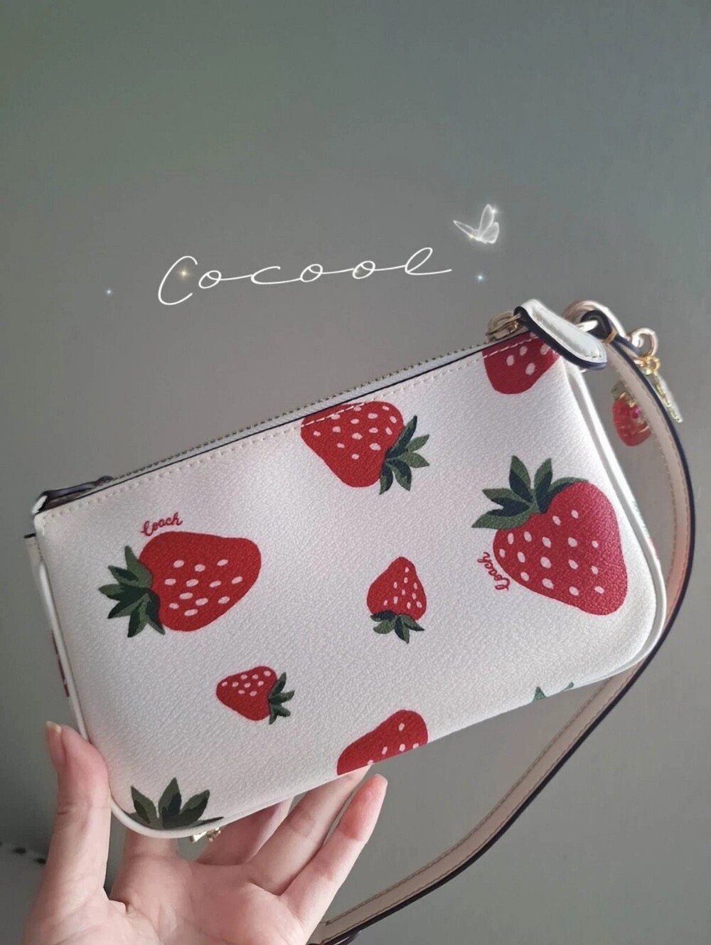 New Coach Nolita 19 With Strawberry Print CH533 + Extended Strawberry chain - Picture 6 of 11